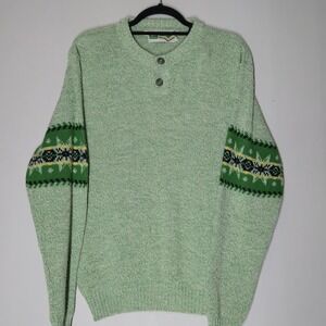 Vintage 80s John Deere Sweater Mens Large Tight Knit Green Farming Acrylic